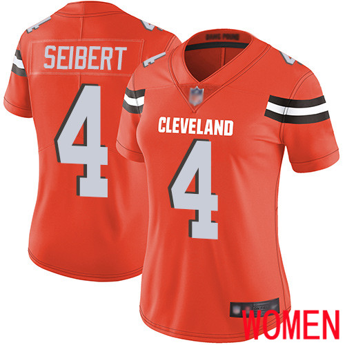 Cleveland Browns Austin Seibert Women Orange Limited Jersey #4 NFL Football Alternate Vapor Untouchable->women nfl jersey->Women Jersey